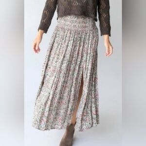 Natural Life Angelina Floral Maxi Side Slit Skirt XL Boho Hippie Cottagecore
